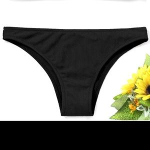 Ribbed Black Cheeky Bikini Bottoms